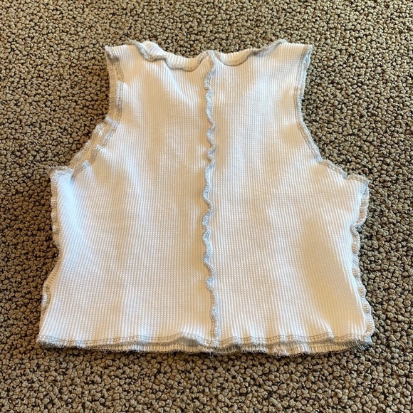 Cropped, White and Gray, Waffle Knit, Tank Top, Size Small- Like New - Picture 7 of 7